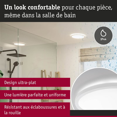 Plafonnier blanc ultra-plat IP44 pour salle de bain, résistant aux éclaboussures et à la rouille