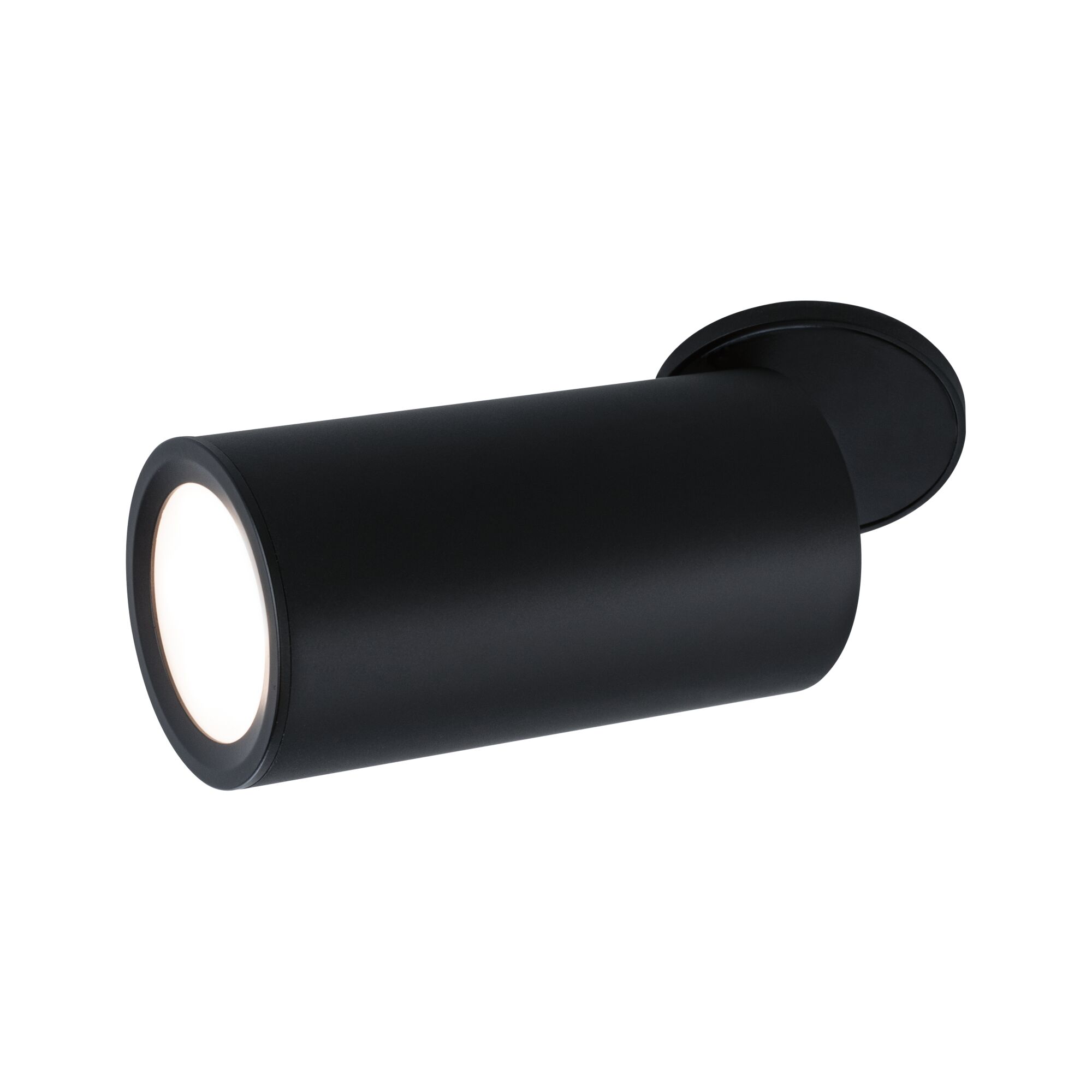 Schwarze Aluminium-Wandleuchte mit zylindrischem Design und warmweißem LED-Licht für moderne Innenräume