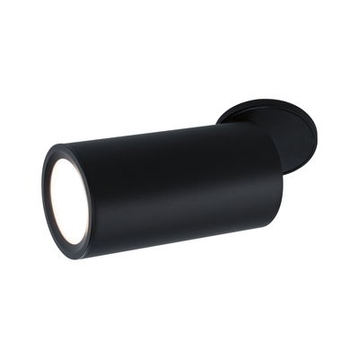 Schwarze Aluminium-Wandleuchte mit zylindrischem Design und warmweißem LED-Licht für moderne Innenräume