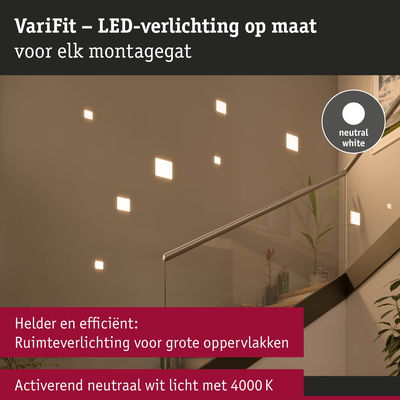 VariFit LED-wandverlichting in neutraal wit voor trap met glazen leuning en planten
