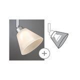 Spot de plafond moderne avec verre blanc mat et base en métal argenté pour un éclairage ciblé