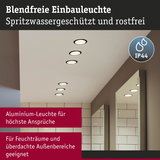 Blendfreie Einbauleuchte aus Aluminium in Weiß für Feuchträume und überdachte Außenbereiche mit IP44 Schutz