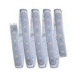 Flexible LED light strip with frosted cover and 5-pin connector for modern lighting solutions