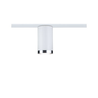 Modern white metal ceiling spotlight with chrome ring for flexible room lighting