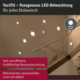 VariFit LED-Beleuchtung mit neutralweißem Licht 4000K für präzise Einbaulöcher an Treppenhauswand