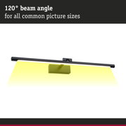 Black LED picture light with 120° beam angle for various picture sizes, modern wall lighting