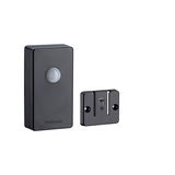 Black plastic motion sensor with mounting plate for indoor lighting control and automation