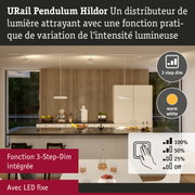Luminaire URail Pendulum Hildor LED blanc avec fonction 3-step dim et lumière blanc chaud