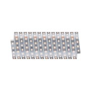 Flexibler LED-Lichtstreifen mit warmweißen LEDs auf silberner Platine für vielseitige Beleuchtung