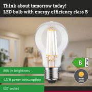 Clear LED bulb with warm white light and 3-step dimming for energy-efficient lighting solutions