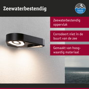 Zwarte LED-wandlamp met zeewaterbestendig materiaal en modern ontwerp voor buitengebruik