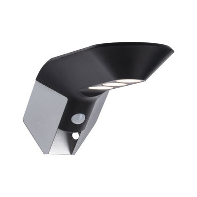 Applique murale LED extérieure moderne noire et argent avec détecteur de mouvement pour jardin