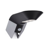 Modern black and silver LED outdoor wall light with motion sensor for garden lighting