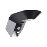 Modern black and silver LED outdoor wall light with motion sensor for garden lighting