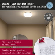Witte Luiana LED-plafondlamp met sensor en Power Select functie voor energiezuinige verlichting