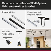 Modulares URail-Schienensystem in Schwarz und Weiß mit Spots und Pendelleuchten für flexible Raumbeleuchtung