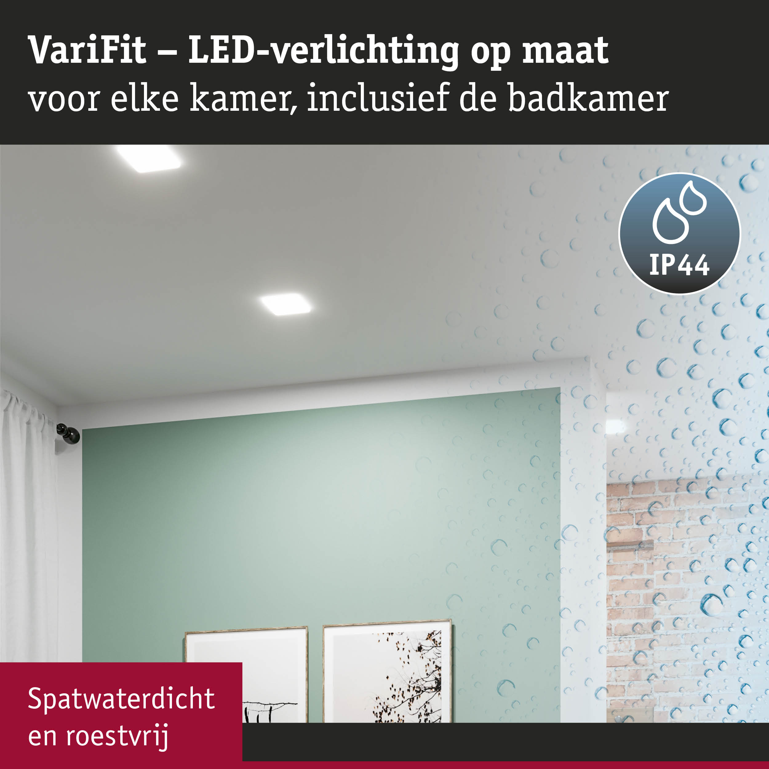 VariFit LED-verlichting met IP44, spatwaterdicht en roestvrij, geschikt voor badkamerverlichting