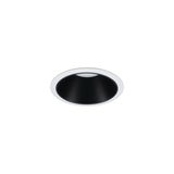 Round recessed light housing in white with black inner ring for modern LED lighting