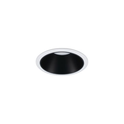 Round recessed light housing in white with black inner ring for modern LED lighting