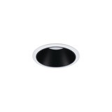 Round recessed light housing in white with black inner ring for modern LED lighting