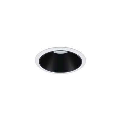 Round recessed light housing in white with black inner ring for modern LED lighting