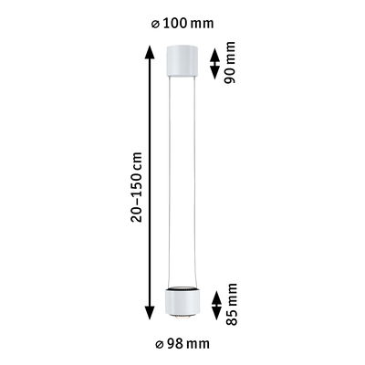 Witte moderne LED-hanglamp met verstelbare lengte 20-150 cm en diameter van 98 mm