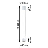 Weißer moderner LED-Pendelleuchte mit verstellbarer Länge 20-150 cm und 98 mm Durchmesser