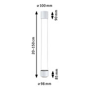 Weißer LED-Hängeleuchte mit 150 cm Länge und 98 mm Durchmesser, moderne Pendelleuchte Maße