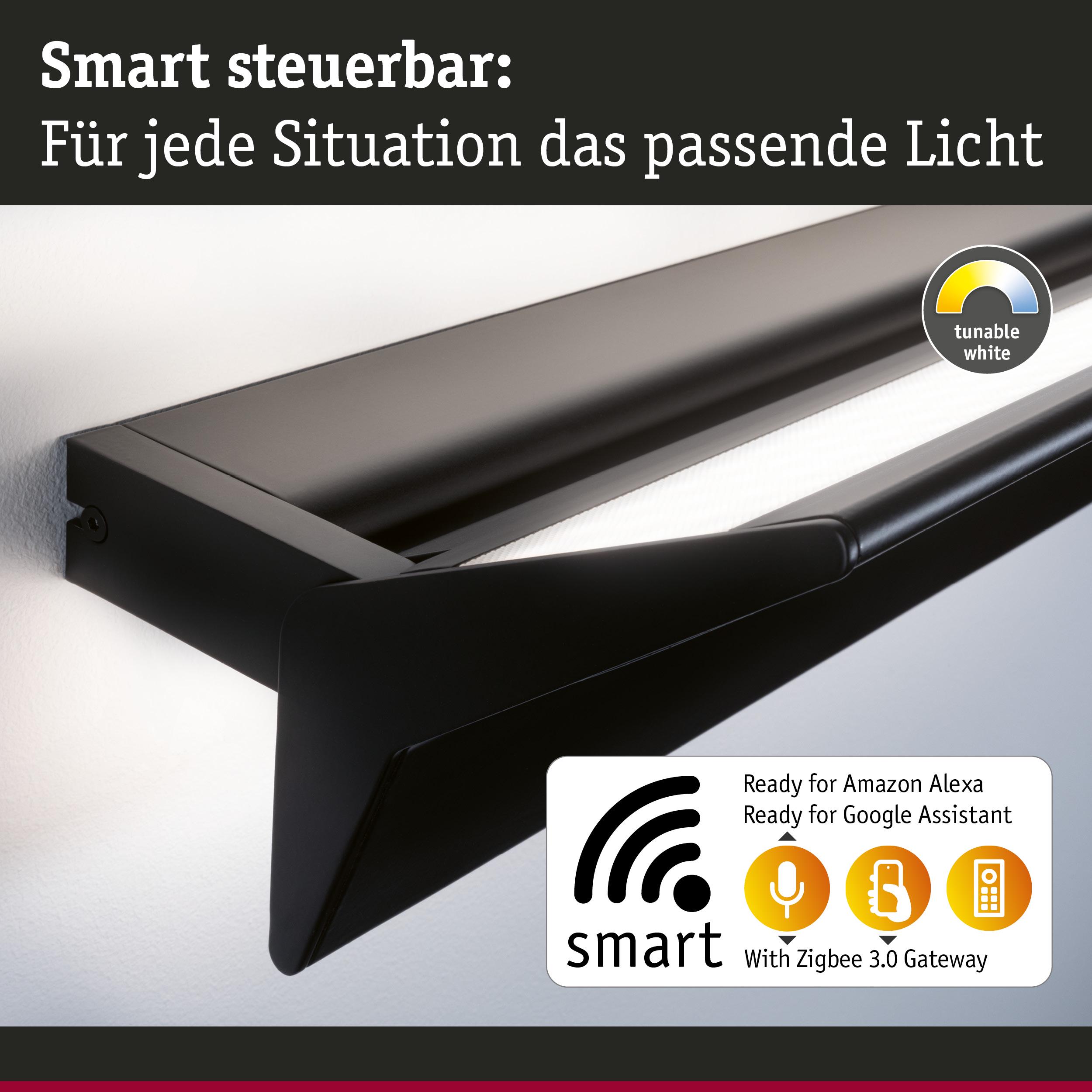 Schwarze smarte LED-Wandleuchte mit einstellbarem Weißlicht und Zigbee 3.0 Gateway Steuerung
