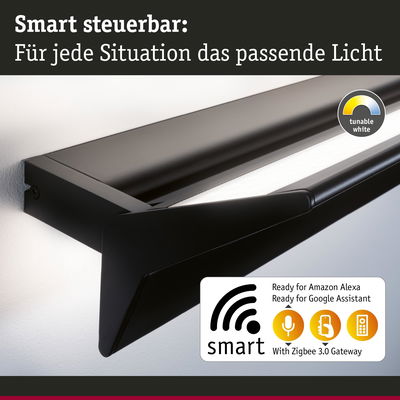 Schwarze smarte LED-Wandleuchte mit einstellbarem Weißlicht und Zigbee 3.0 Gateway Steuerung