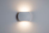 Modern white metal wall light with warm white up and down lighting for living spaces
