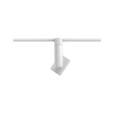 Moderner weißer LED-Strahler aus Metall an Schienensystem für flexible Beleuchtung