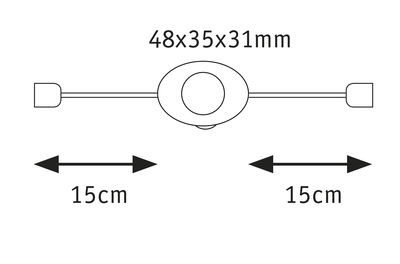 Schéma technique avec dimensions 48x35x31mm et câble de 15cm pour composant électrique.