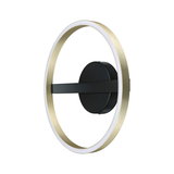 Modern LED wall light with gold metal ring and black mount for stylish room illumination