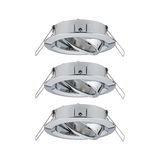 Three adjustable recessed spotlights in chrome metal for flexible LED lighting solutions