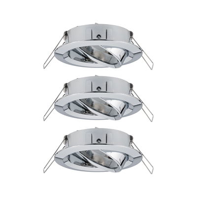 Three adjustable recessed spotlights in chrome metal for flexible LED lighting solutions