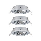 Three adjustable recessed spotlights in chrome metal for flexible LED lighting solutions