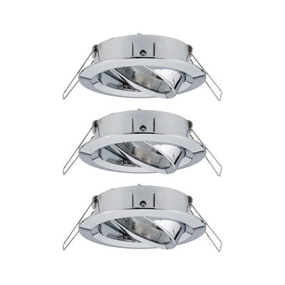 Three adjustable recessed spotlights in chrome metal for flexible LED lighting solutions