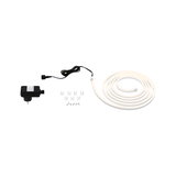 Flexible white LED strip with power adapter and mounting clips for indoor lighting solutions