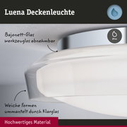 Luena Deckenleuchte mit Bajonett-Glas, klarem Material und IP44 Schutz für Badezimmerbeleuchtung