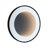 Round LED wall light with black frame and warm white light for modern indoor lighting