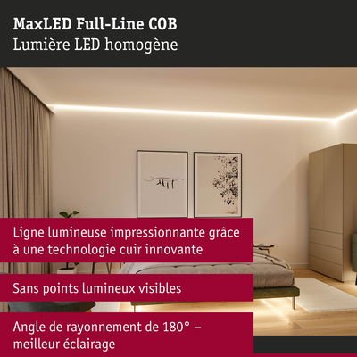 Bande LED MaxLED Full-Line COB blanc chaud au plafond pour un éclairage homogène et design intérieur