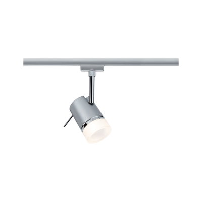 Projecteur LED moderne argenté avec diffuseur blanc pour rails, solution d'éclairage économique