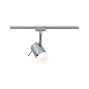 Projecteur LED moderne argenté avec diffuseur blanc pour rails, solution d'éclairage économique