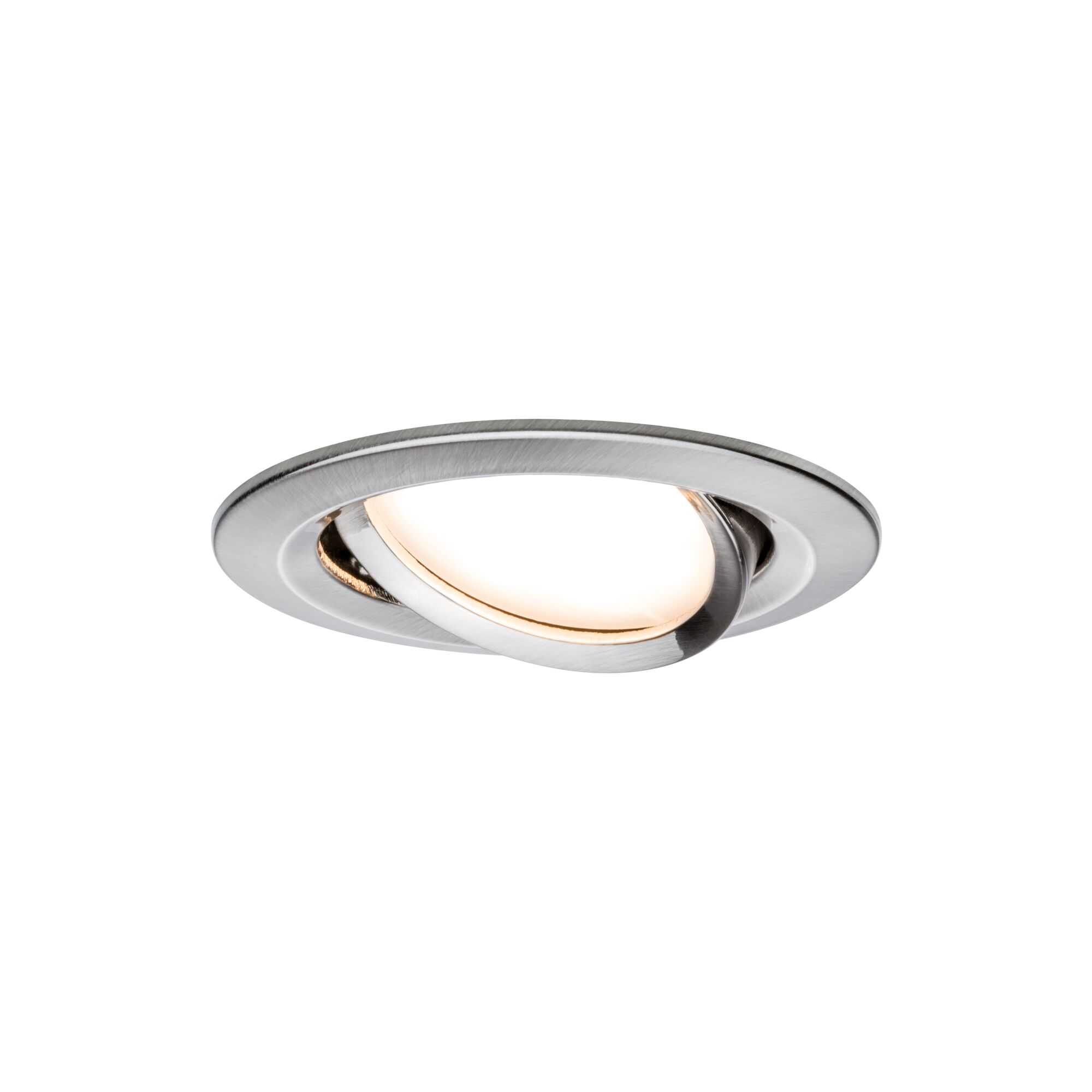 Round brushed stainless steel spotlight with adjustable LED light for versatile room lighting