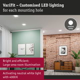 Modern living room with neutral white LED ceiling lights for bright, efficient large-area illumination