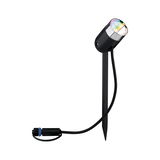 Zwarte LED-tuinschijnwerper met grondpen en kabel voor buitenverlichting en tuinlicht