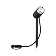 Schwarzer LED-Gartenstrahler mit Erdspieß und Kabel für Außenbeleuchtung und Gartenlicht