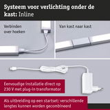 LED-verlichtingssysteem onder kast met stekkertransformator en verbindingskabels voor eenvoudige installatie en verlenging