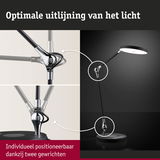 Zwarte LED-bureaulamp met twee verstelbare gewrichten voor optimale lichtuitlijning en werkverlichting